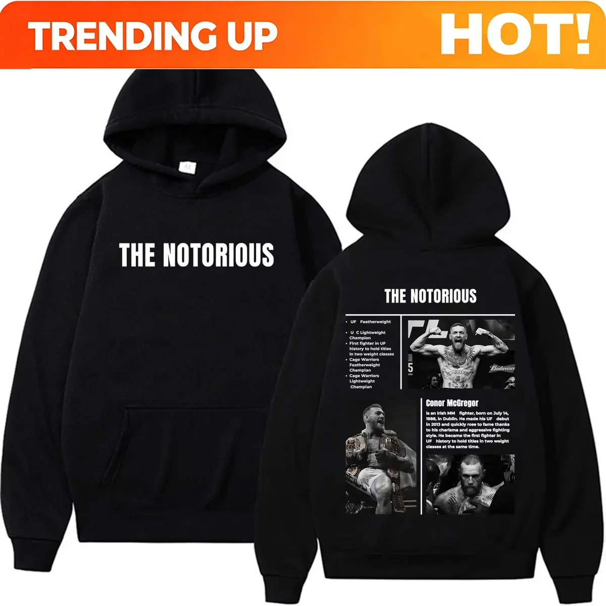 Customization Limited The Notorious Conor McGregor Sweatshirts Men Women Violence Aesthetic Gothic Hoodies Autumn/Winter Long Sl
