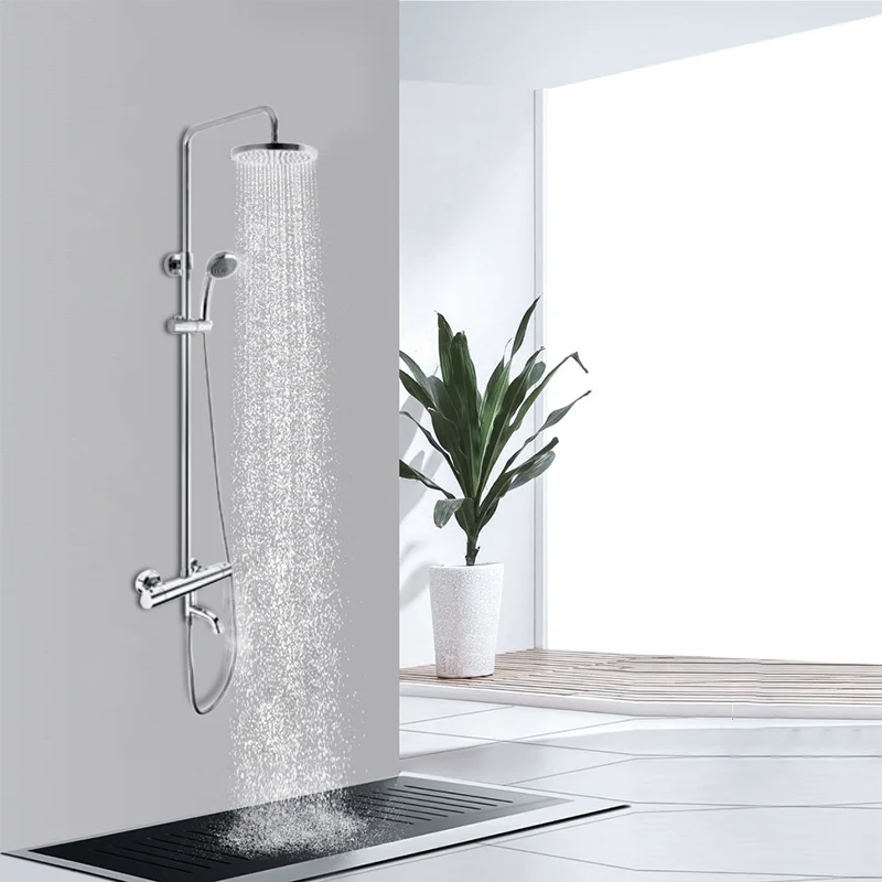 Luxury Wall Mounted Rainfall Chrome Shower System Set Shower Faucet for Bathroom