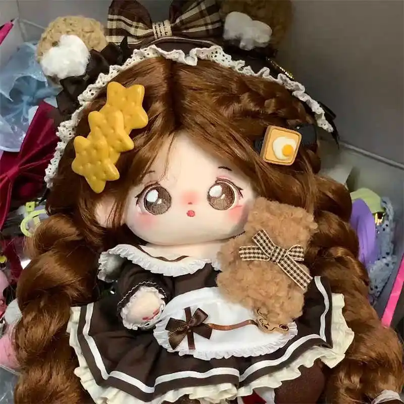 20cm roupas de boneca casa de café empregada urso orelha faixa de cabelo lolita saia vestido terno plushies boneca de pelúcia acessórios anime brinquedo crianças