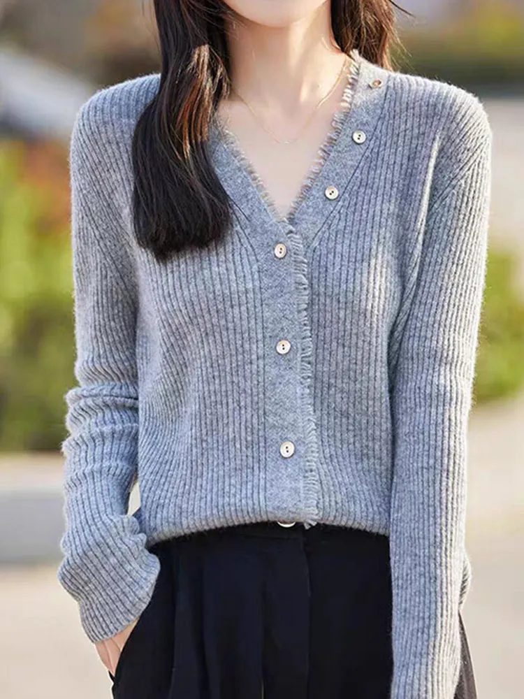 

Вязаный открытый кардиган Camere с одной пуговицей, цветной моющийся топ Lazy Sle, удобный длинный свитер-свек Jaet An...