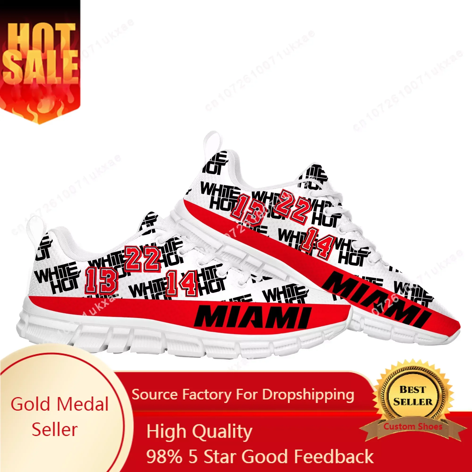 

Miami Number 22 14 13 White Hot Sports Shoes Mens Womens Teenager Kids Children Sneakers Parent Child Sneaker Customize Shoe