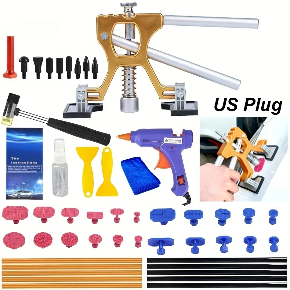 

Paintless Dent Repair Tool Adjustable Car Dent Remover Kit with Rubber Hammer and Metal Tap Down Pen for Auto Hail Damage