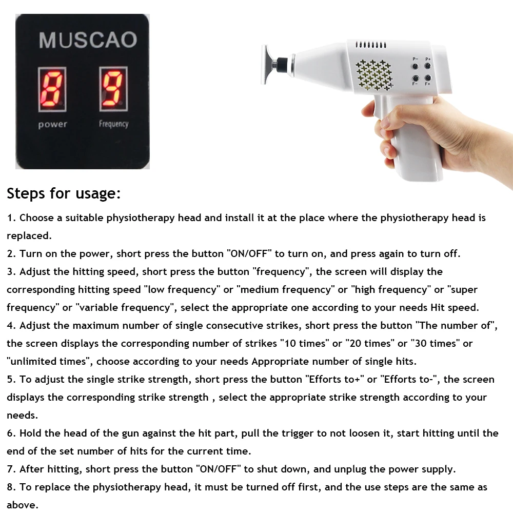 أداة تعديل العلاج بتقويم العمود الفقري لـ 900N مسدس تصحيح العمود الفقري تخفيف الألم 4 رؤساء علاج شدة قابلة للتعديل مدلك العمود الفقري 2025