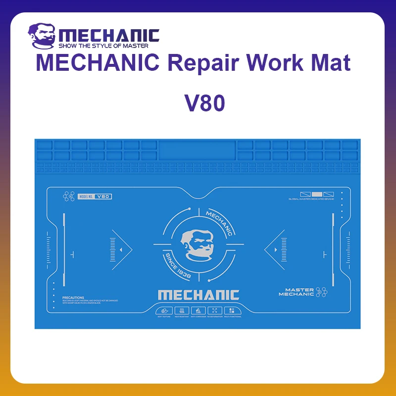 MECHANIC OFFICIAL V80 Extra Wide Work Mat 60cm X 35cm Large Anti-corrosion Rollable Silicone Pad Mobile Phone Disassembly Repair