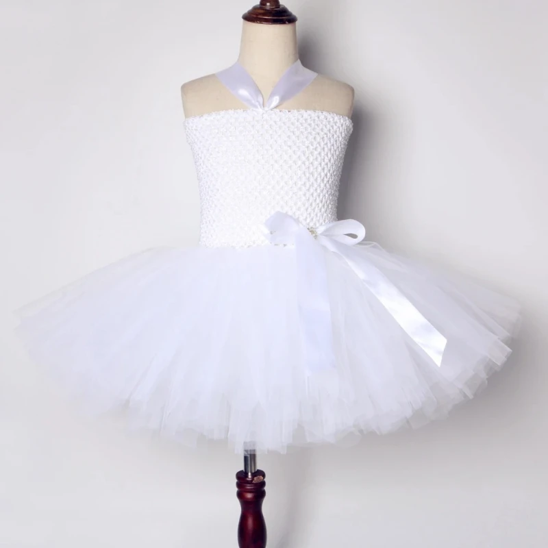 White Angel Costumes for Girls for Kids Christmas Holiday Clothes Princess Fairy Tutu Dress with Feather Wings Halloween Outfit