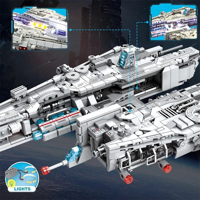 Heavy attack Machine Building blocks Space battleship gunboat missile assembly building blocks toy holiday gift 858PCS