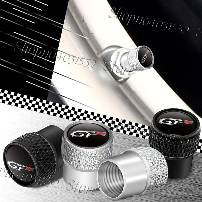 4Pcs/Set Car Decor Metal GT Logo Wheel Tire Valve Caps Tyre Stem Airdust Waterproof Covers For 208 508 3008 2008 206 301