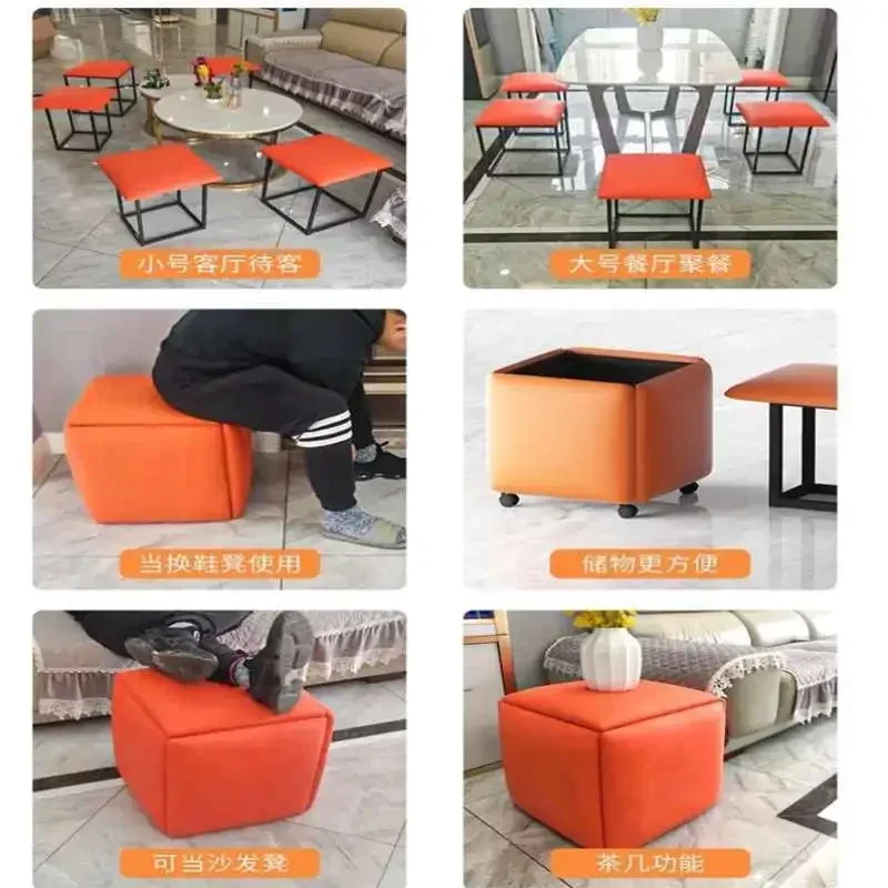 Folding Shoe Changing Stool Five-in-One Removable Stool Cube Combo Bench Clothing Store Affordable Luxury Style Square Chair