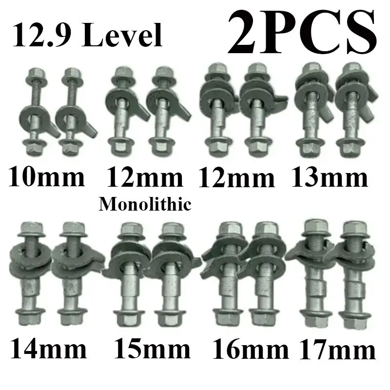 2x 12,9 nivel tornillo Camber tuerca de perno alineación de rueda de coche arco excéntrico herramienta de reparación de ajuste de tornillo 10mm 12mm