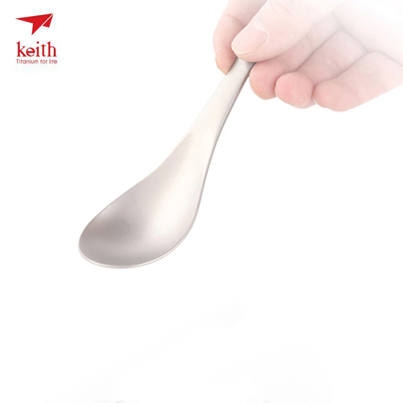 Keith Cutlery Titanium Outdoor Camping Hiking Picnic Titanium Spoon Flatware For Camping Tableware Equipment 170mm Ti5204
