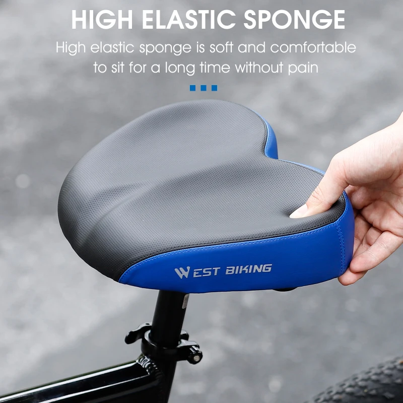 WEST BIKING Comfort Suspension Electric Bike Scooter Seat Commuter Stationary Exercise Bicycle Noseless Anti-prostate Saddles