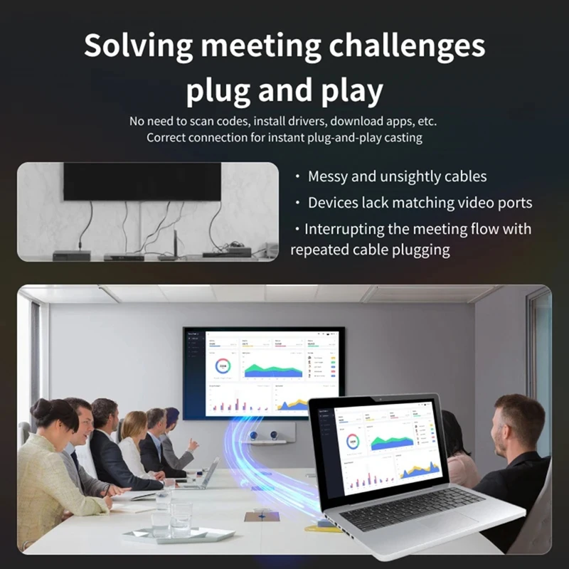 เครื่องส่งและรับสัญญาณ HD-MI ไร้สาย 4K กล่อง Full HD แบบพกพา Plug-And-Play ไม่ต้องใช้แอพหรือบลูทูธ