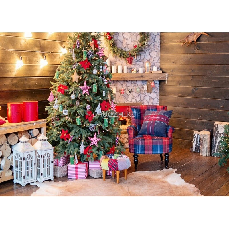SHUOZHIKE Christmas Photography Background Snowman Christmas tree Portrait Backdrops For Photo Studio Props HHJJ-04