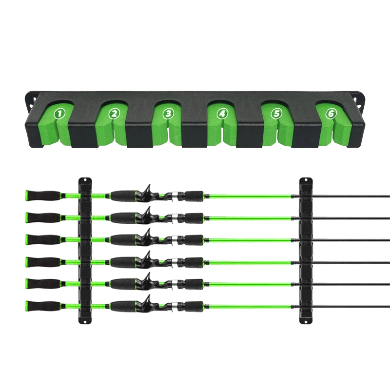 1 Set Fixing Bracket 6-Rod Rack Wall Mounted Fishing Rod Rack For Boat Horizontal/Vertical Fishing Rod Holder