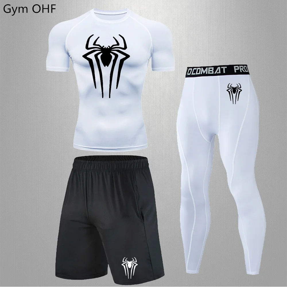 

Rashguard Men's T-shirt Short Sleeve Compression Shirt MMA Fitness Quick Dry Casual Round Neck Men's Top Bodybuilding Pant