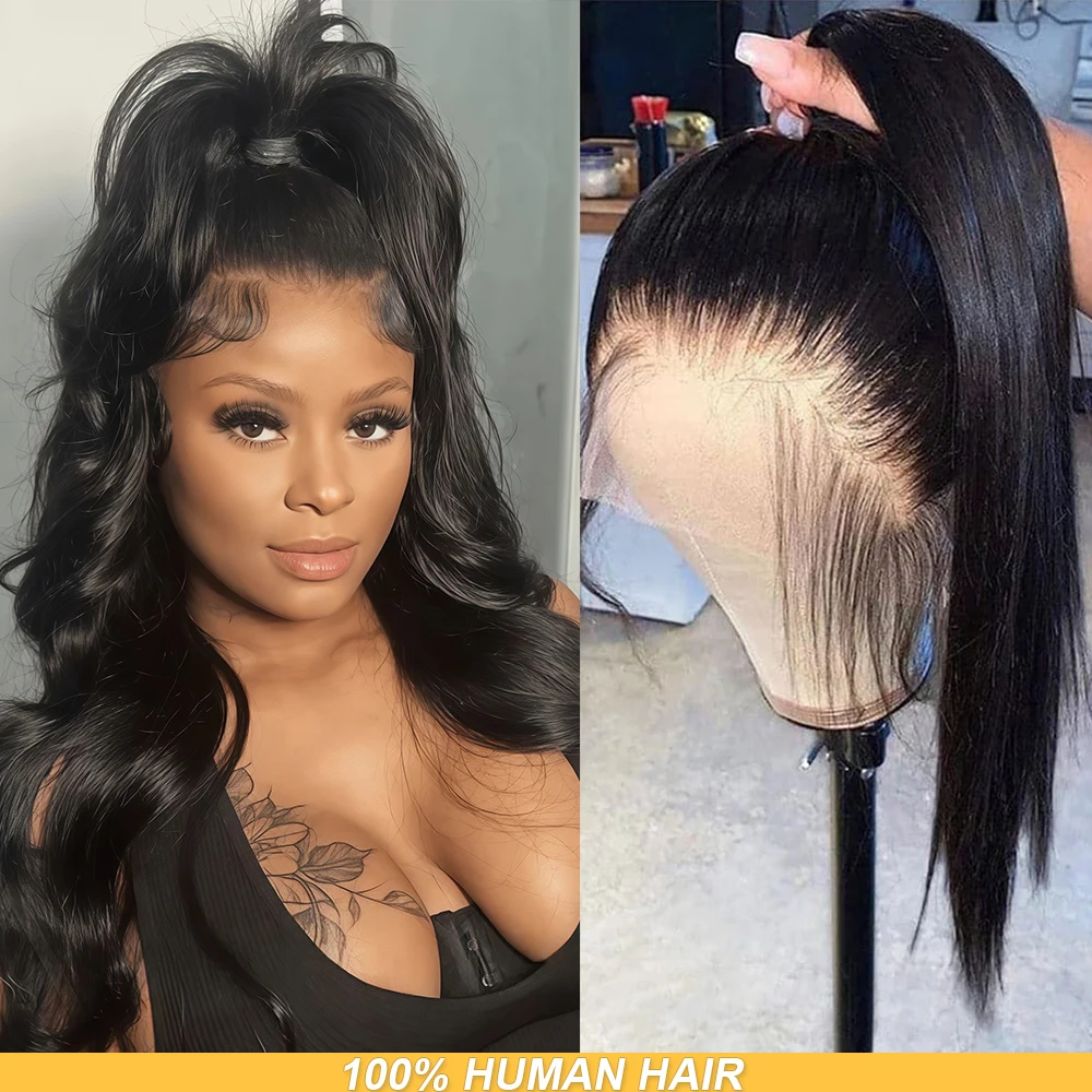 Parrucca piena del merletto reale al 250% parrucca piena del merletto parrucche dei capelli umani 100% capelli umani Parrucche brasiliane prepizzicate del merletto hd Parrucca diritta dei capelli umani