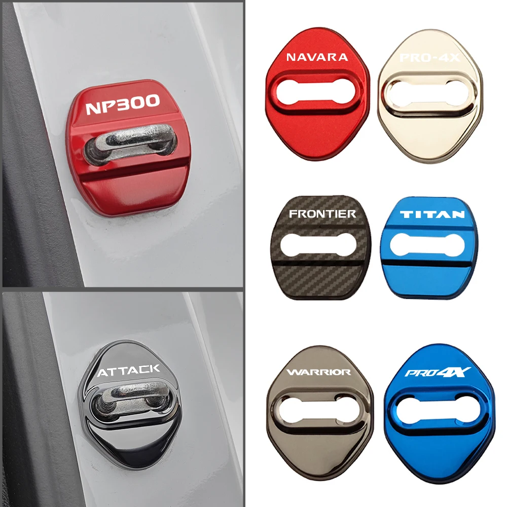 4PCS Car Door Lock Cover for Nissan Pickup Truck Navara D40 TITAN PRO-4X Frontier Attack NP300 Warrior 2014-2025 Car Accessories