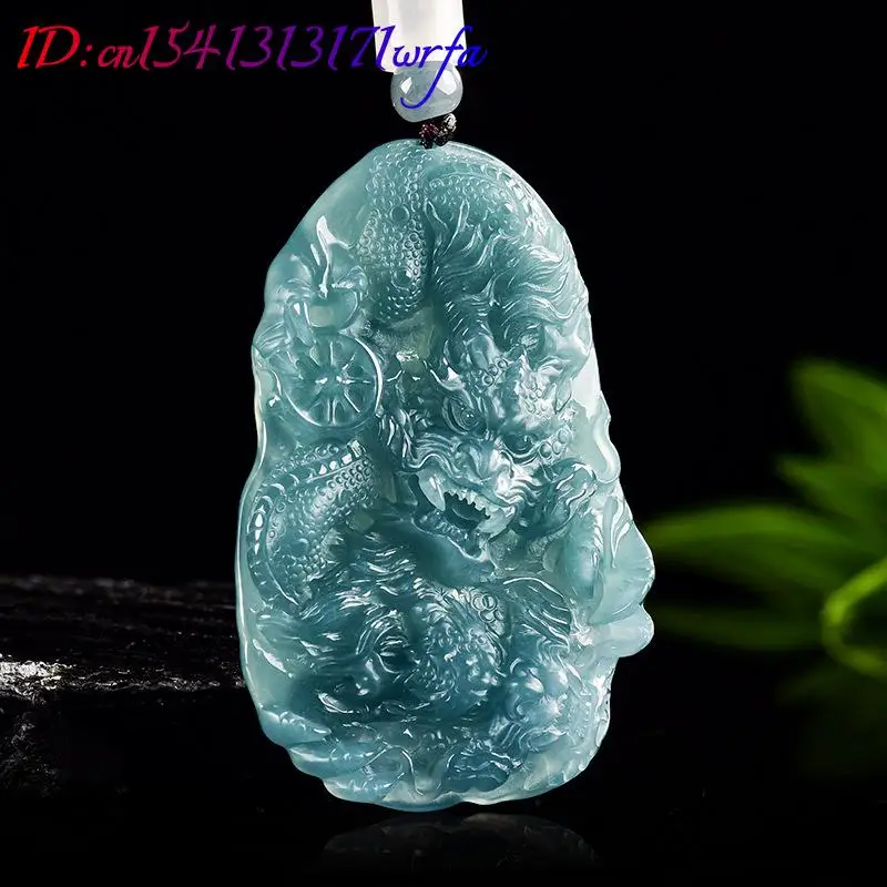 ميانمار الجاديت التنين قلادة سحر الفاخرة منحوتة تميمة قلادة هدايا للنساء الحقيقي اليشم التعويذات مصمم الأزياء