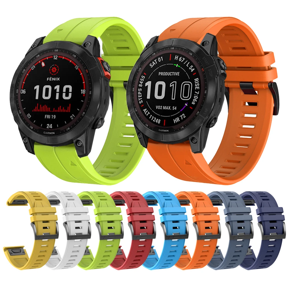 QuickFit 22mm 26mm Silicone Watch Strap For Garmin Fenix 7 7X 51mm 6 6X Pro 5X Plus/Descent G1 Solar Band Bracelet Accessories