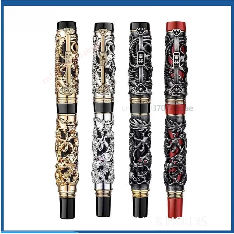 For Jinhao Gold Hollow Dragon Phoenix Fountain Rollerball Pen Authentic Lucky Gift Writing Pen For Office Practice