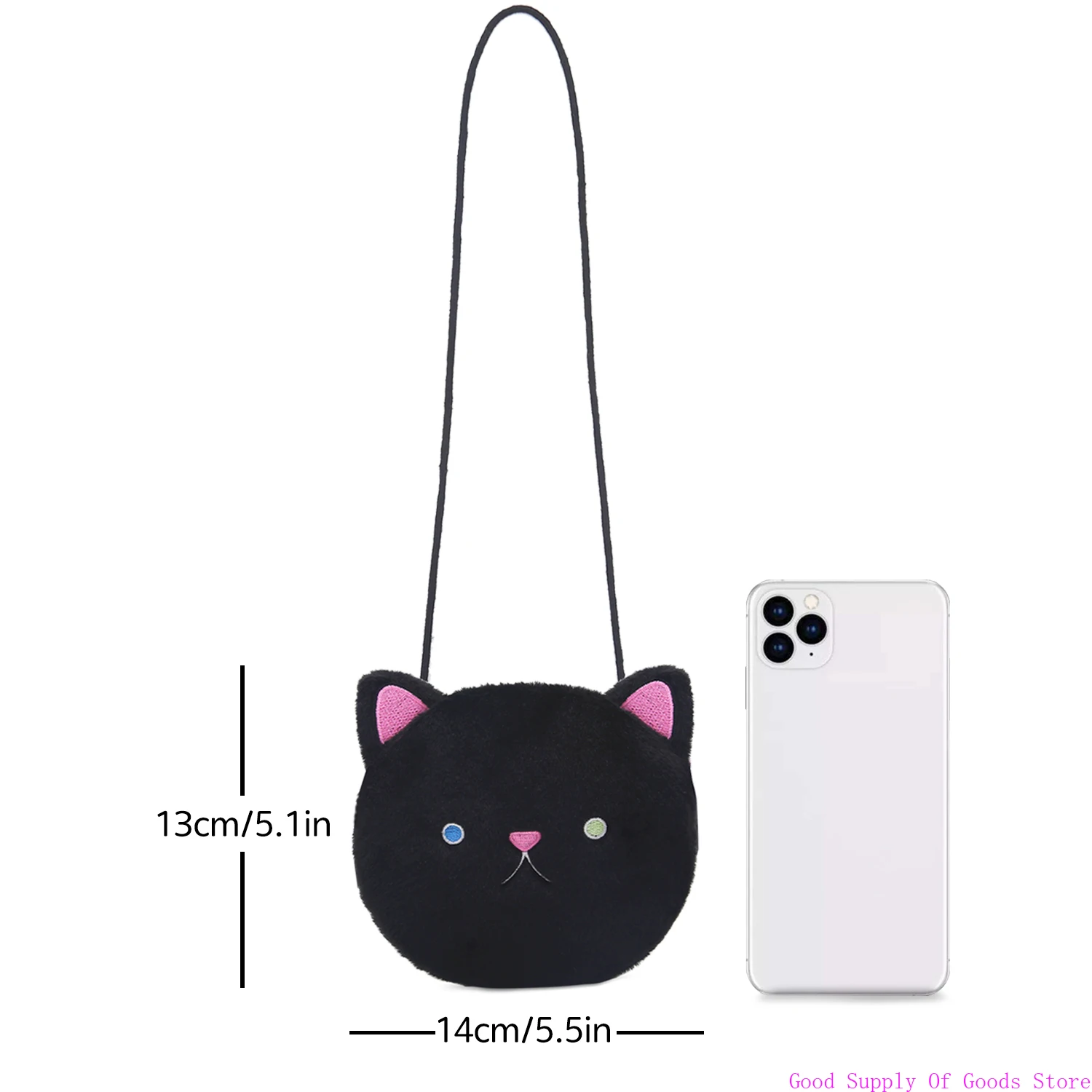 Милая детская сумка с рисунком милого кота, сумка через плечо, кошелек для монет, мини-сумка из плюшевого материала для мальчиков и девочек