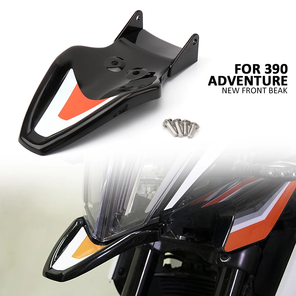 

New White/Black Motorcycle Front Fender Beak Nose Cone Extension Wheel Cover Plastics For 390 Adventure 390 ADVENTURE 390 ADV