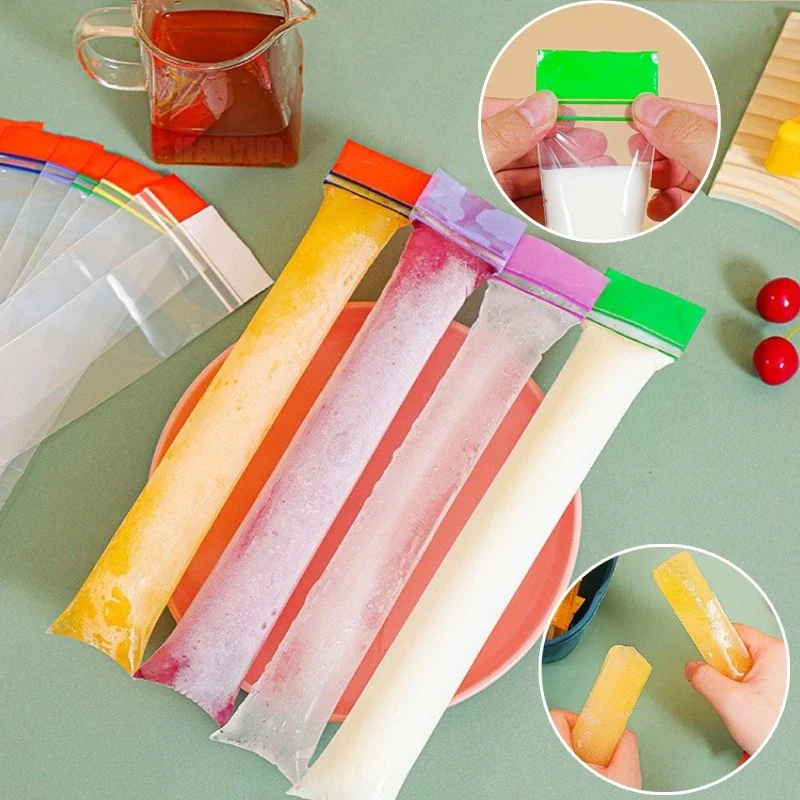 

50/100Pcs Disposable Ice Popsicle Mold Bags Kitchen Creative Ice Block Packaging Bag DIY Yogurt Juice Smoothie Bag Mould Tools