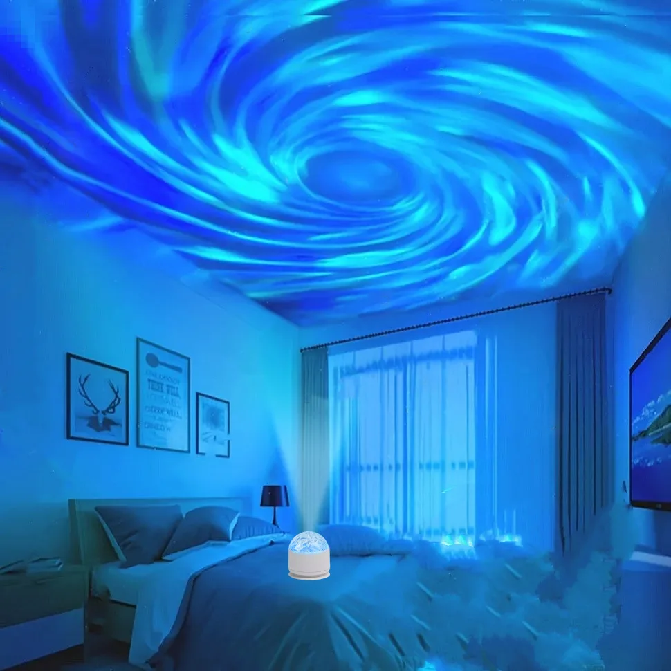 Aurora Waves LED Projector Light Remote Control Night Light 16 Color Effects Suitable for Bedroom Game room Home Theater Decor