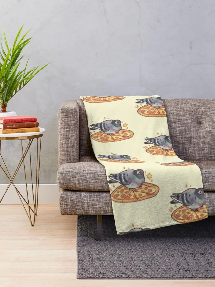 Pigeon on pizza Throw Blanket Vintage for winter Soft Beds Blankets