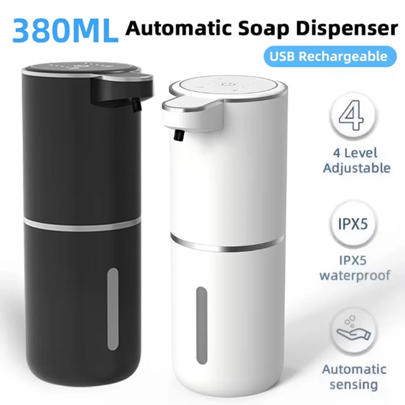 Automatic Soap Dispensers Foam Machine Induction Hand Washing USB Rechargeable 4-Gear Adjustable Foam Hand Sanitizer Bathroom