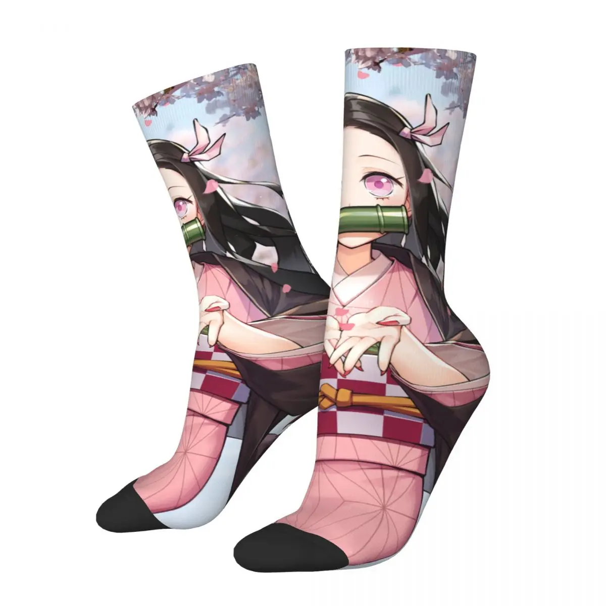 Fashion Men's Socks Harajuku Demon Slayer Anime Sock Kamado Nezuko Devil's Blade Women Stockings Spring Summer Autumn Winter