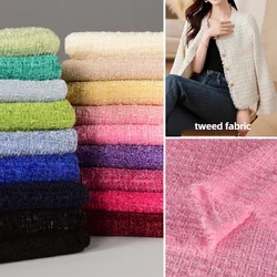 Tweed Fabric Textile By The Meter for Dress Suits Coats Skirts Diy Sewing Needlework Cloth Fluffy Soft Thick Black Pink Beige