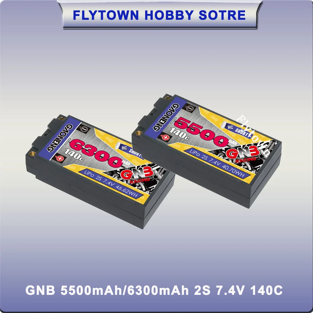 

GAONENG GNB 2S 7.4V 140C 5500mAh/6300mAh 5.0mm Bullet Shorty LiPo Battery With T/XT60 PLug For D5MR D5SMR RC Car