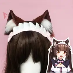 NEKOPARAIES Chocola Vanilla Cosplay Dark Brown White Cat Neko Fox Ears Hairhoop Headband Lolita Hand Work Costume Accessories
