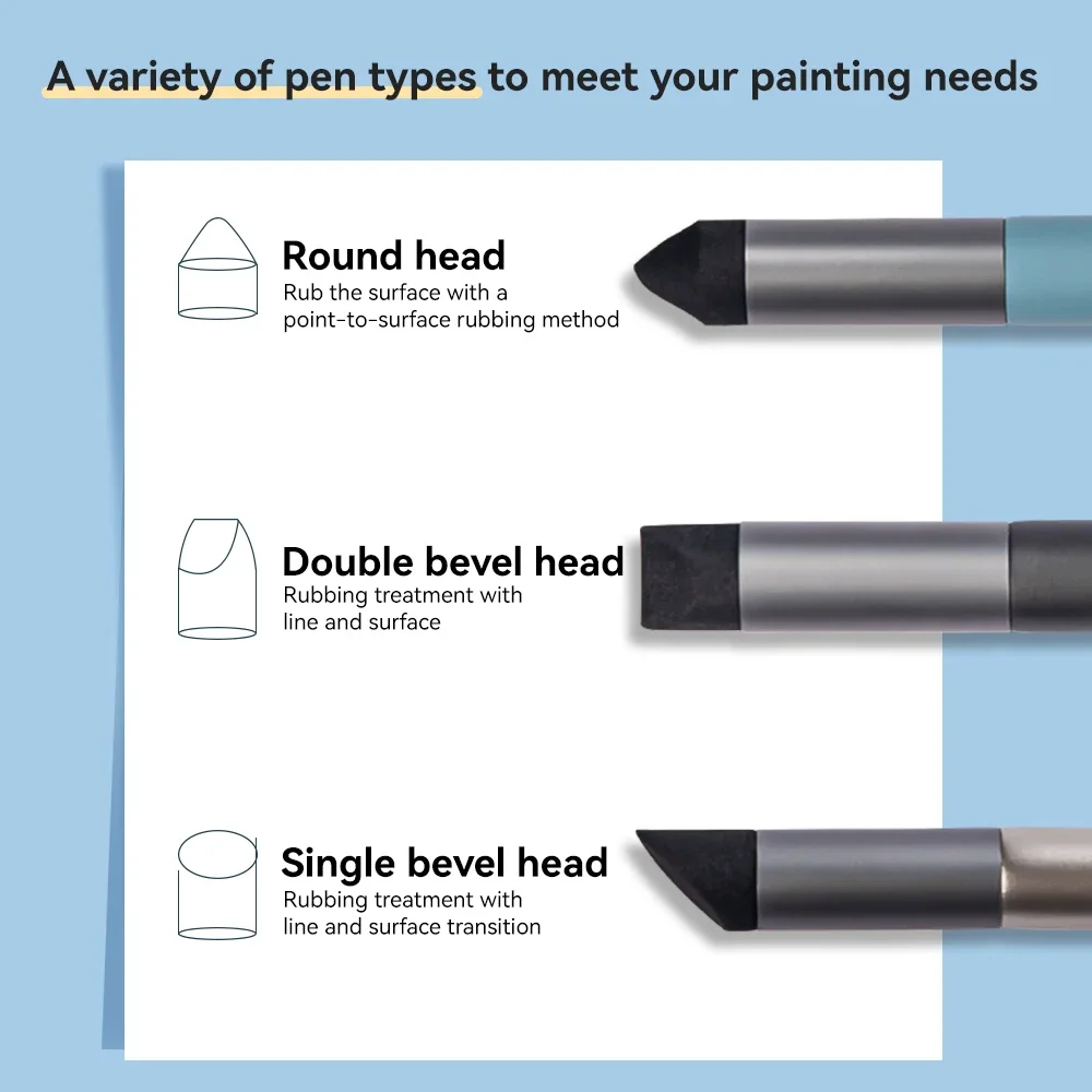 Professionele Schets Wrijven Pen Wasbare Spons Borstel Hellende/Ronde Tip Voor Olie Pastel Detail Verwerking Rendering Hoogtepunt