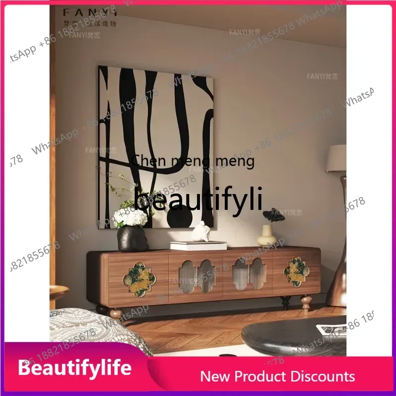 CC Vintage Style Living Room Decor TV Cabinet Integrated Wall-Mounted Floor Side Cabinet New Model TV Cabinet