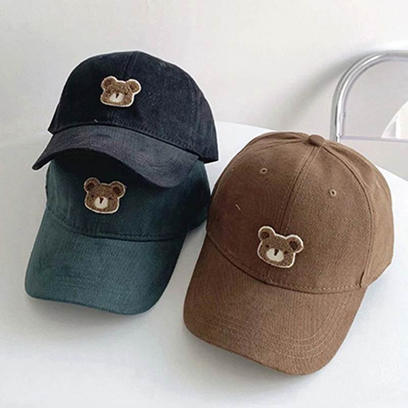 Cartoon Bear Baseball Caps Cotton Solid Color Hip Hop Cap Widen Brim Sun Hats Korean Harajuku Casual Visors Fashion Unisex Hats