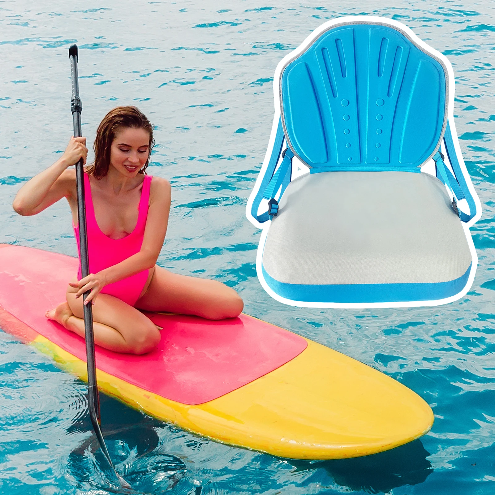 Inflatable Paddle Board Seats Easy Installation Foldable Inflatable Chair with Back Support & Air Pump Adapter for Kayak&SUP view 4
