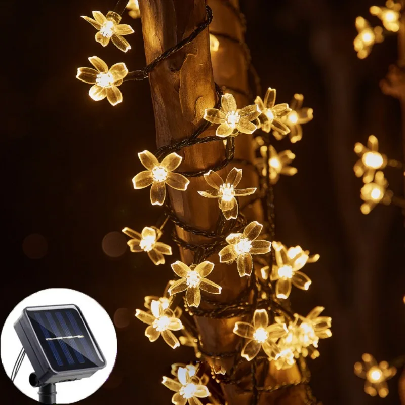

Светодиодная гирлянда на солнечной энергии «Цветущая вишня» 5/7/12 м, праздничные огни для свадьбы, сада, улицы, Рамадана, украшения для комнаты