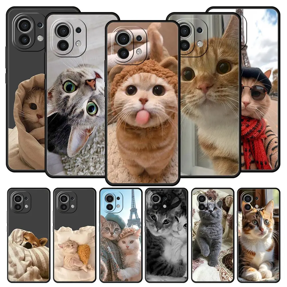 Phone Case For Xiaomi Mi 15 14 14T 13T 12T Pro 12 13 11 Lite 5G 11T X6 X5 Pro Soft TPU Cover Cartoon Fun Cat Pet Dog