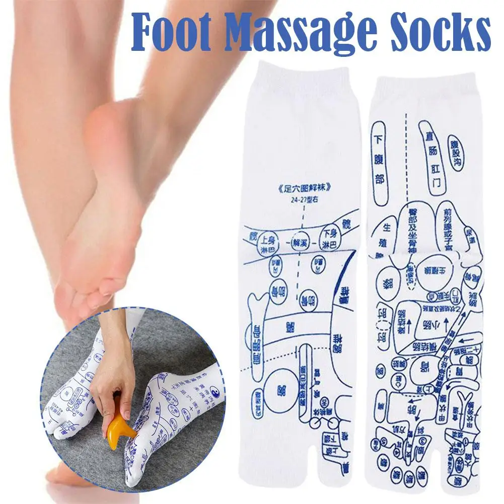 Acupressure Reflexology Chart Socks 2 Toe Split Foot Hosiery Dropshipping Massage Meridian Z7q2