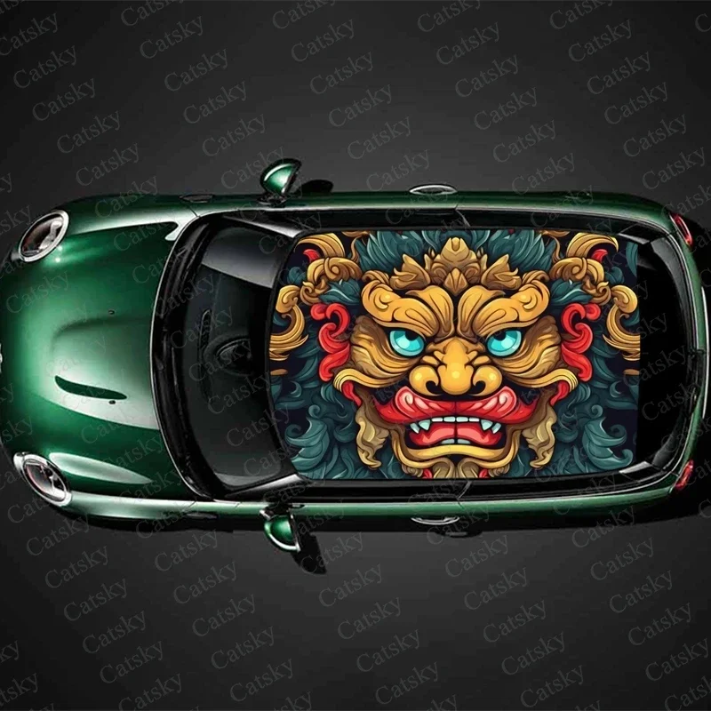 Scary Demon Face Car Roof Sticker Wrap Racing SUV Accessories Packaging Painted PVC Custom Car Graphic Decal