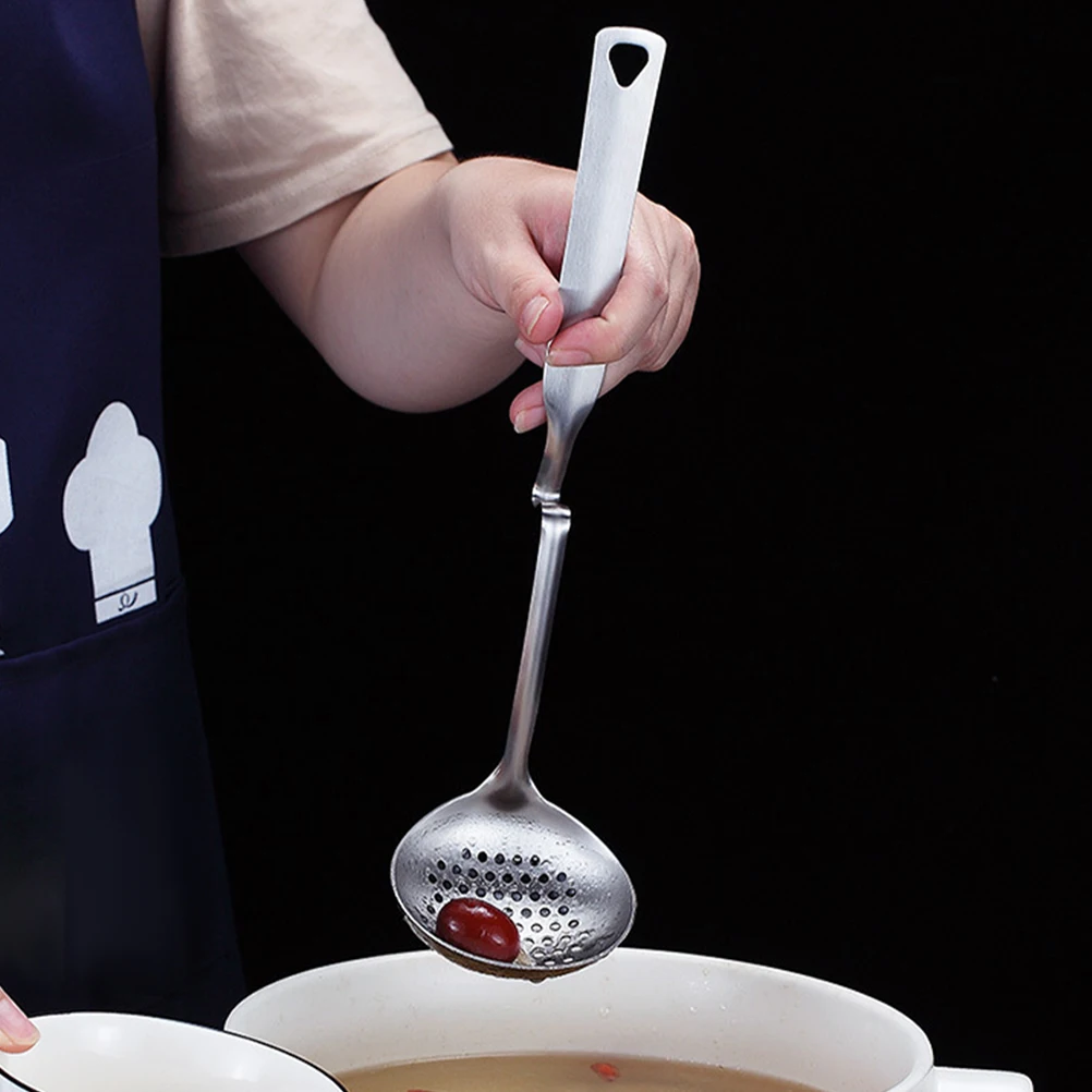 

2 Pcs Oil Separator Ladle Stainless Steel Grease Filter Slotted Spoon Strainer Kitchen Cooking Tool Soup Scoop H held Wall