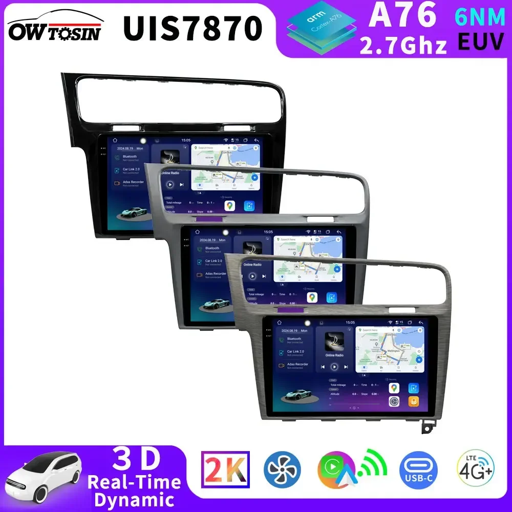 UIS7870 Android 13 12G+256G Car Radio Multimedia Video Player GPS Stereo For Volkswagen VW Golf Mk7 2012-2021 Bluetooth CarPlay