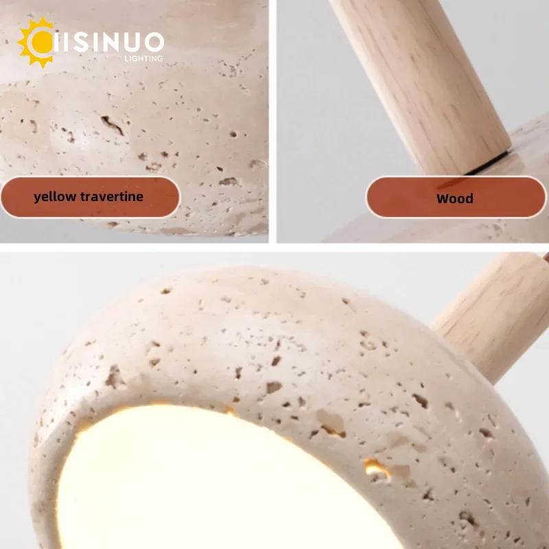 Lampa wisząca w stylu wabi-sabi, żółty kamień jaskiniowy, kremowy styl wiatru, LED, retro, do sypialni, restauracji, kuchni, baru, dekoracja domu.