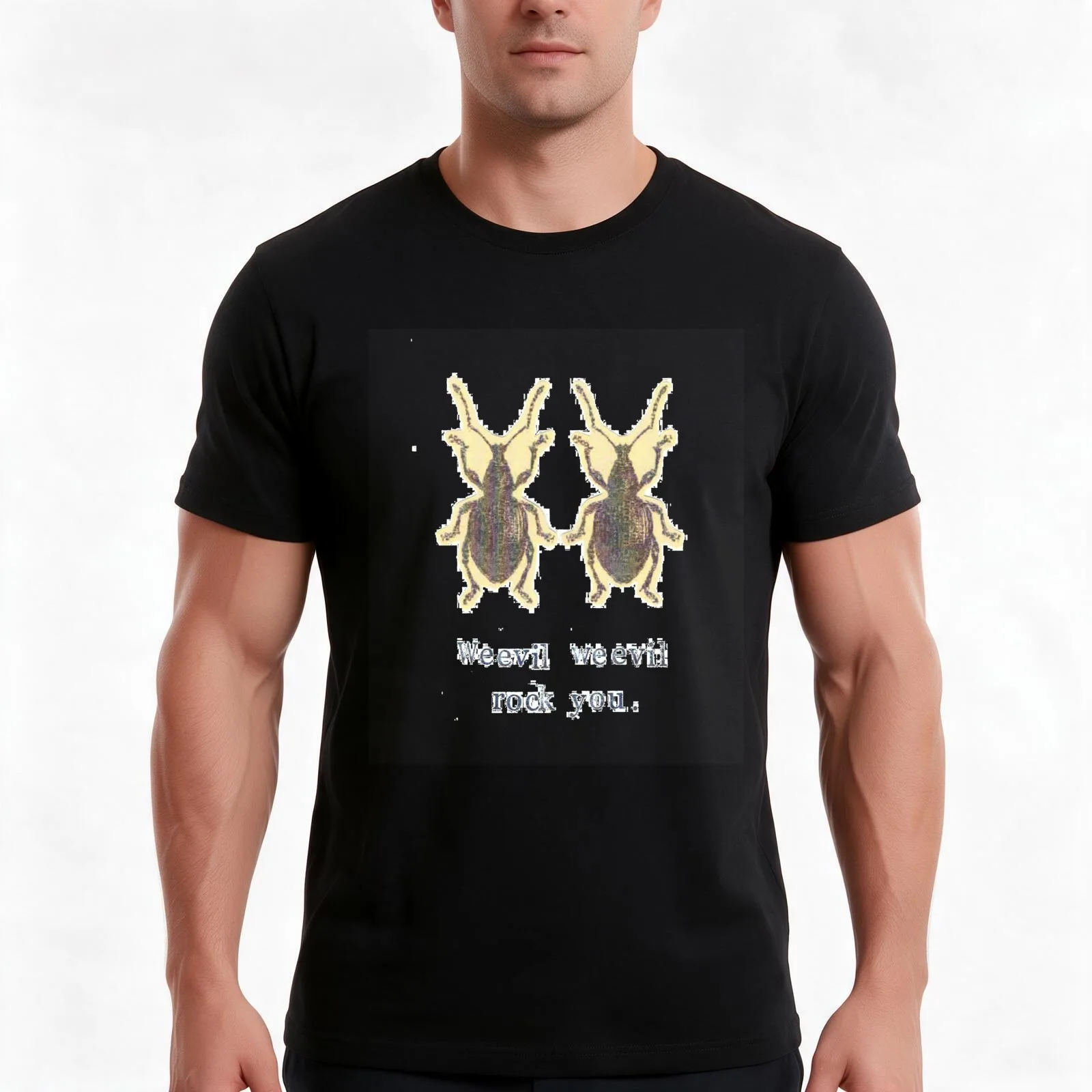 Weevil Weevil Rock You T-Shirt, Summer Casual Cotton Tee, Oversized Streetwear Tops, Vintage Graphic Print, Unisex Men Women