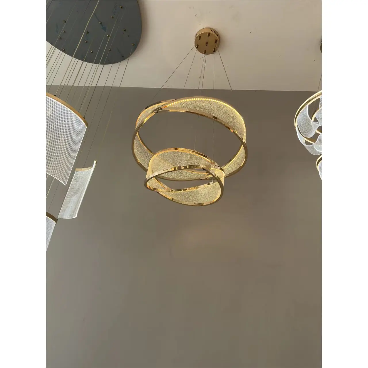 Modern Acrylic Art Designer Model Project LED Simple Fashion Style Furniture Pendant Ring Light