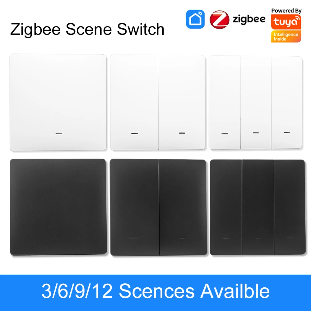 Tuya ZigBee 3.0 Smart Life Wireless Scene Switch 1/2/3/4Gang Push Button with Remote Dimmer Smart Home APP Automation Scenario