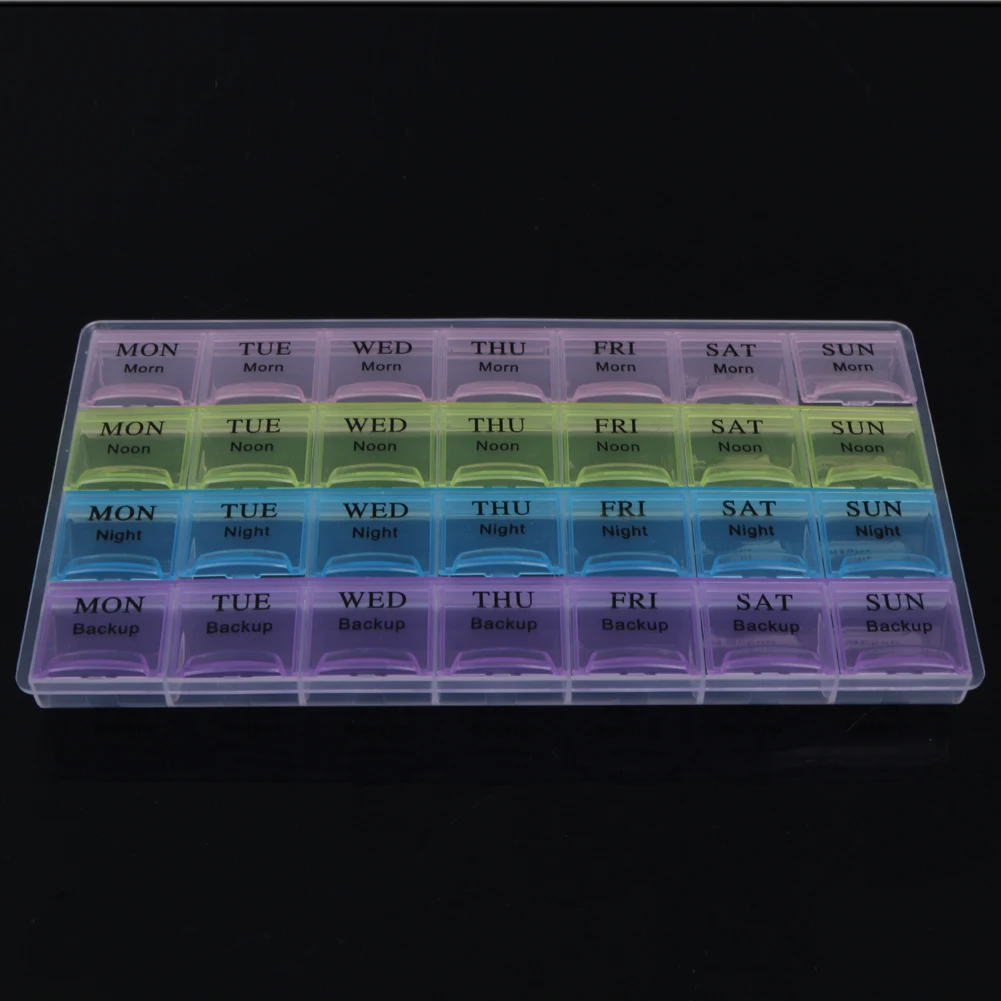 28-Compartment 7 Days Pills Boxes Portable Medicine Tablet Dispenser Moisture-proof Pill Capsule Splitters Case for Health Care