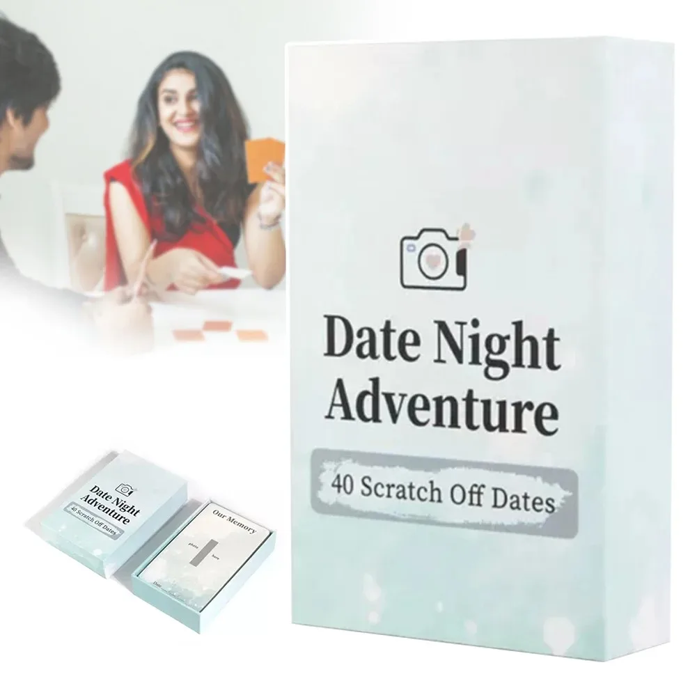 لعبة بطاقات التاريخ الليلي 40 فكرة للتاريخ للأزواج، لعبة بطاقات أفكار ليلية رومانسية ممتعة للخدش، هدايا مثالية لها ولها